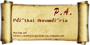 Pátkai Annamária névjegykártya